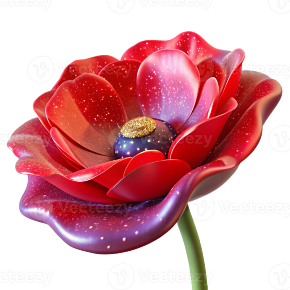 serene minimalist Red Poppy Flower Side View Cutout original png