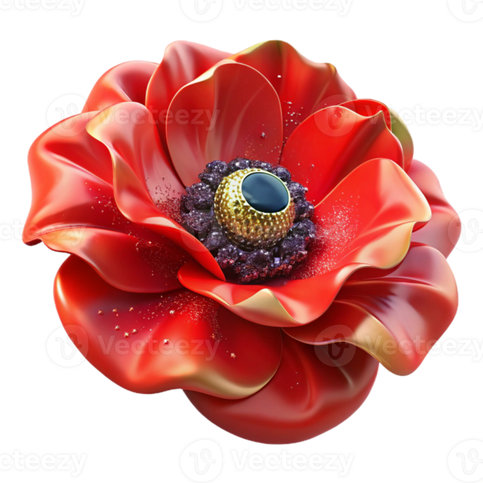 stunning rustic Red Poppy Flower Fractal Floral Element Cutout genuine png