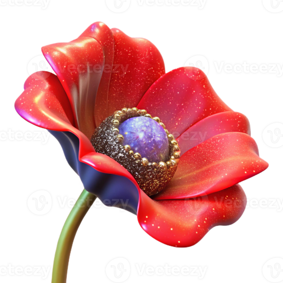 beautiful classic Red Poppy Flower Side View Cutout premium png