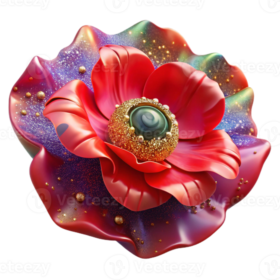 impressive minimalist Red Poppy Flower Fractal Floral Element Cutout professional png
