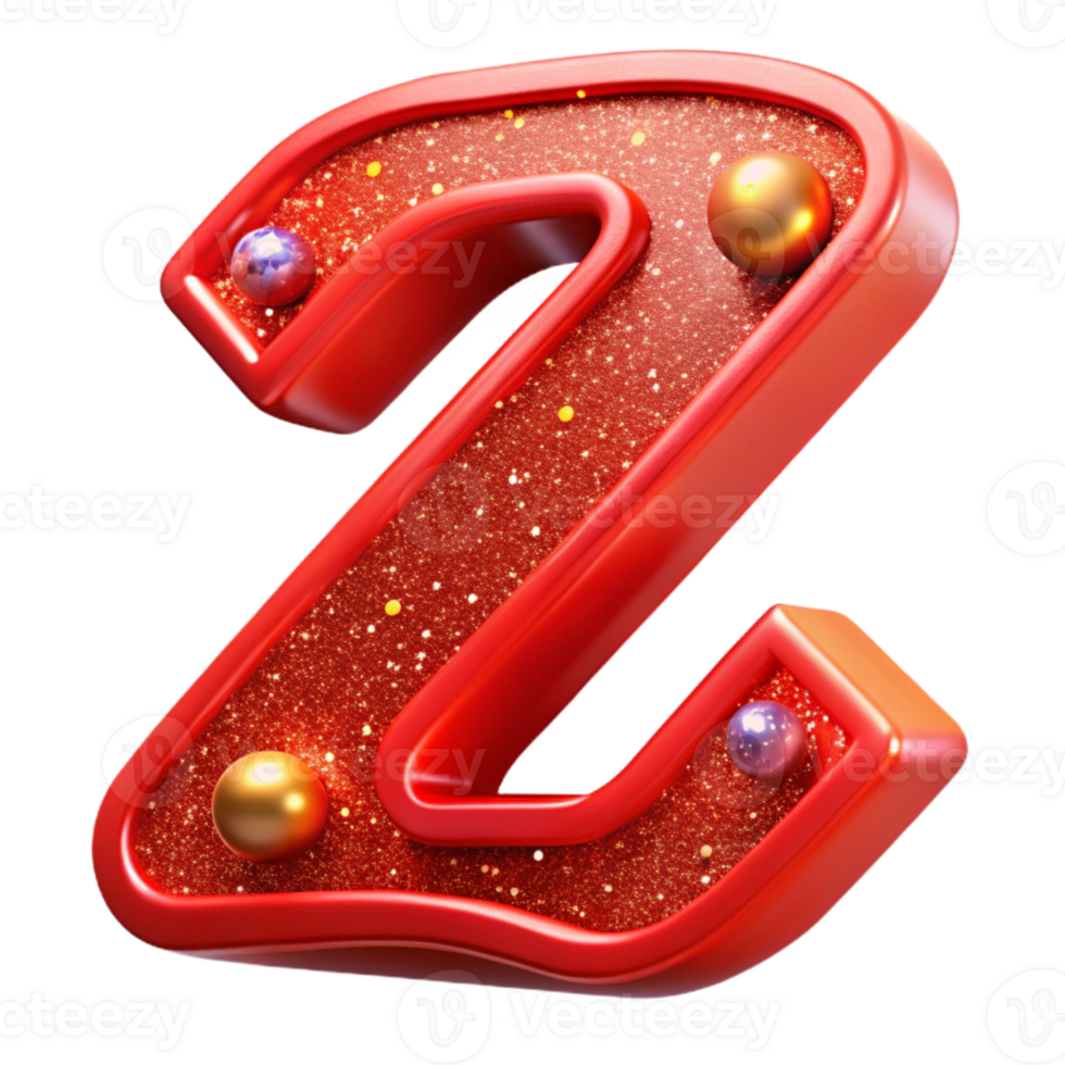 vibrant contemporary Red Rounded Letter Z Transparent Background detailed png