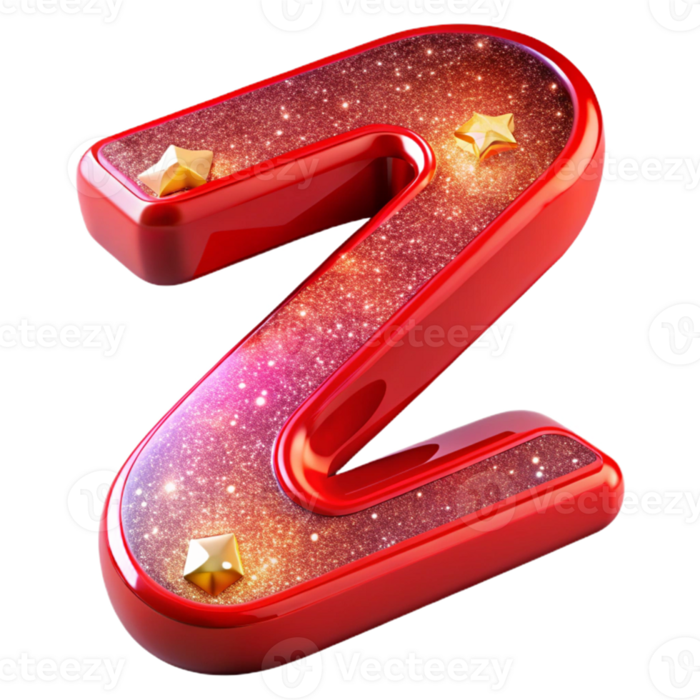 dramatic artistic Red Rounded Letter Z Transparent Background authentic png