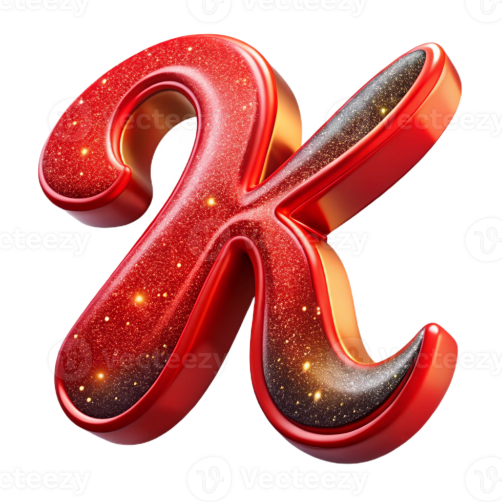 extraordinary vintage Red Script Font Initial K Transparent Background high resolution png