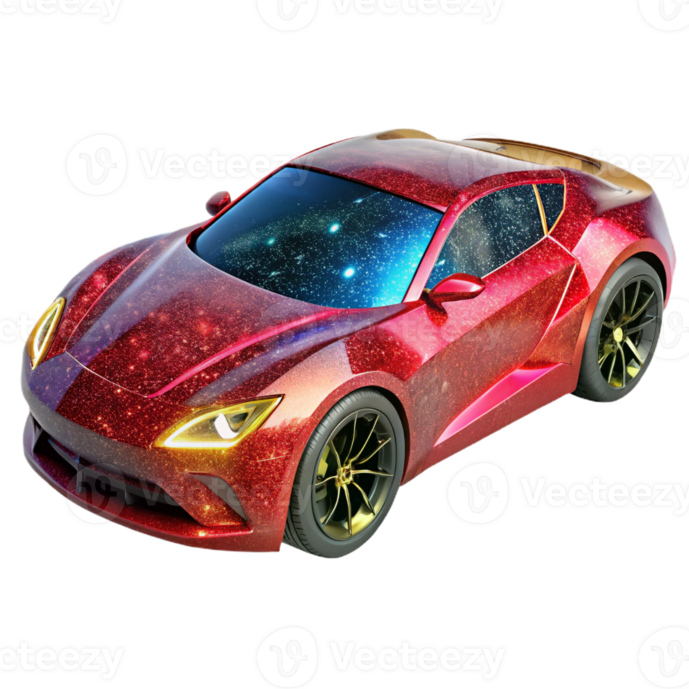 beautiful rustic Red Sports Car Side Angle Transparent Background premium png