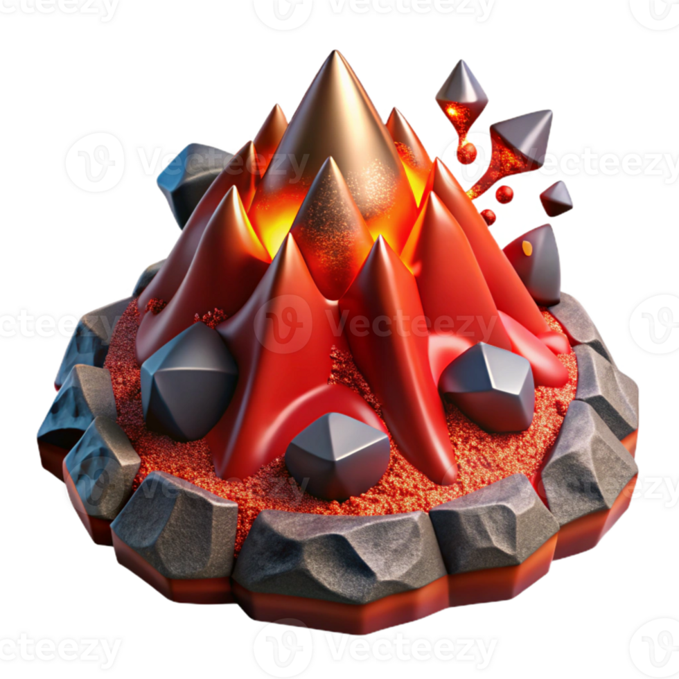 magnificent artistic Red Volcanic Eruption Fractal Natural Disaster Cutout detailed png