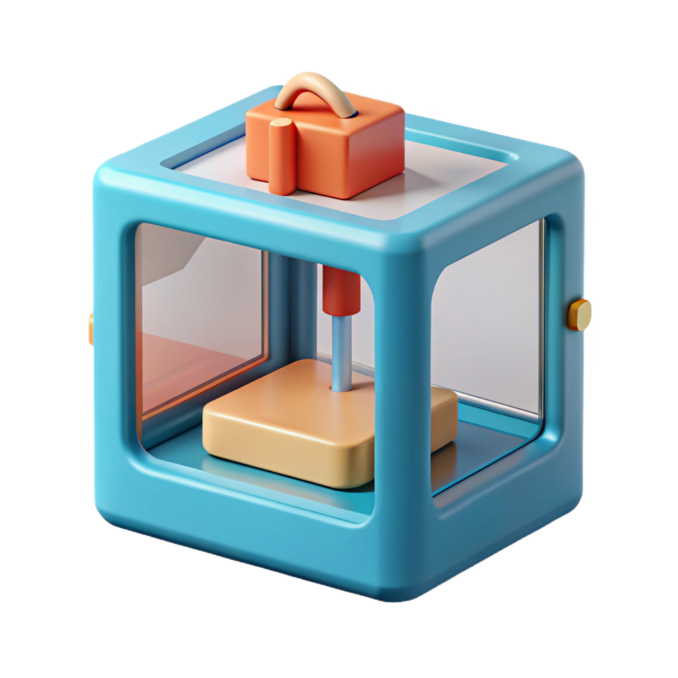 beautiful sought-after 3D printer printing a small object. NO BACKGROUND with Transparent Background. png