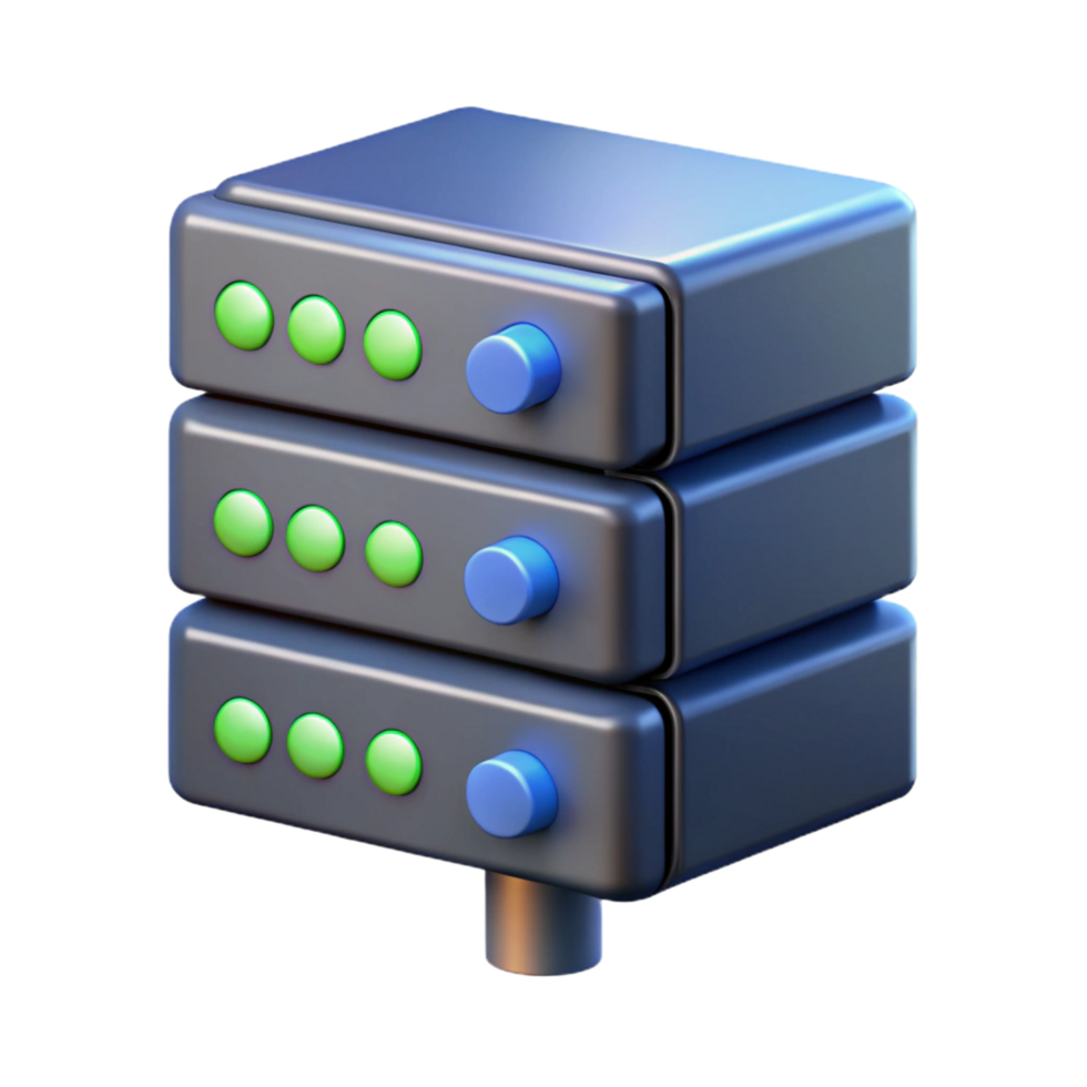 dramatic radiant Server rack with blinking lights. NO BACKGROUND with Transparent Background. crisp png
