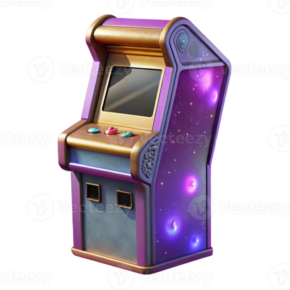dramatic vintage Retro Arcade Cabinet Side View Isolated Cutout detailed png