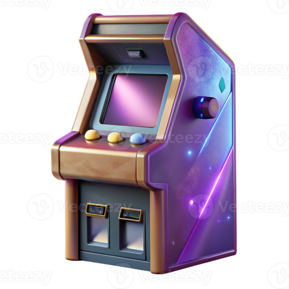 magnificent minimalist Retro Arcade Cabinet Side View Isolated Cutout genuine png
