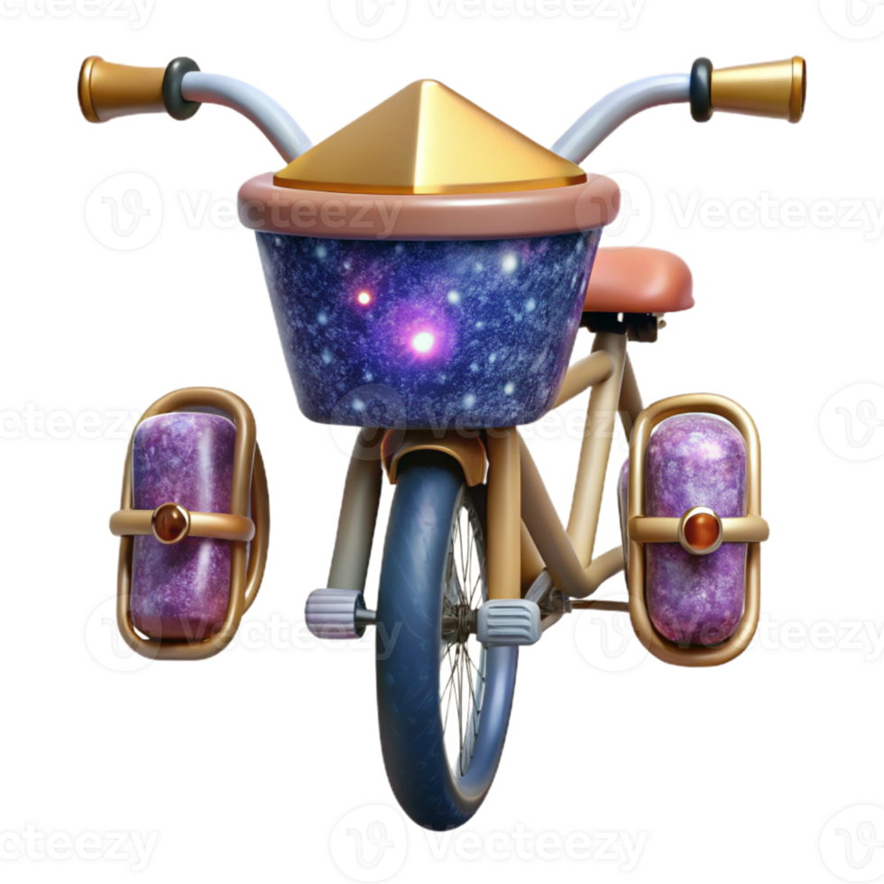 wonderful creative Retro Bicycle Front View with Basket Cutout detailed png