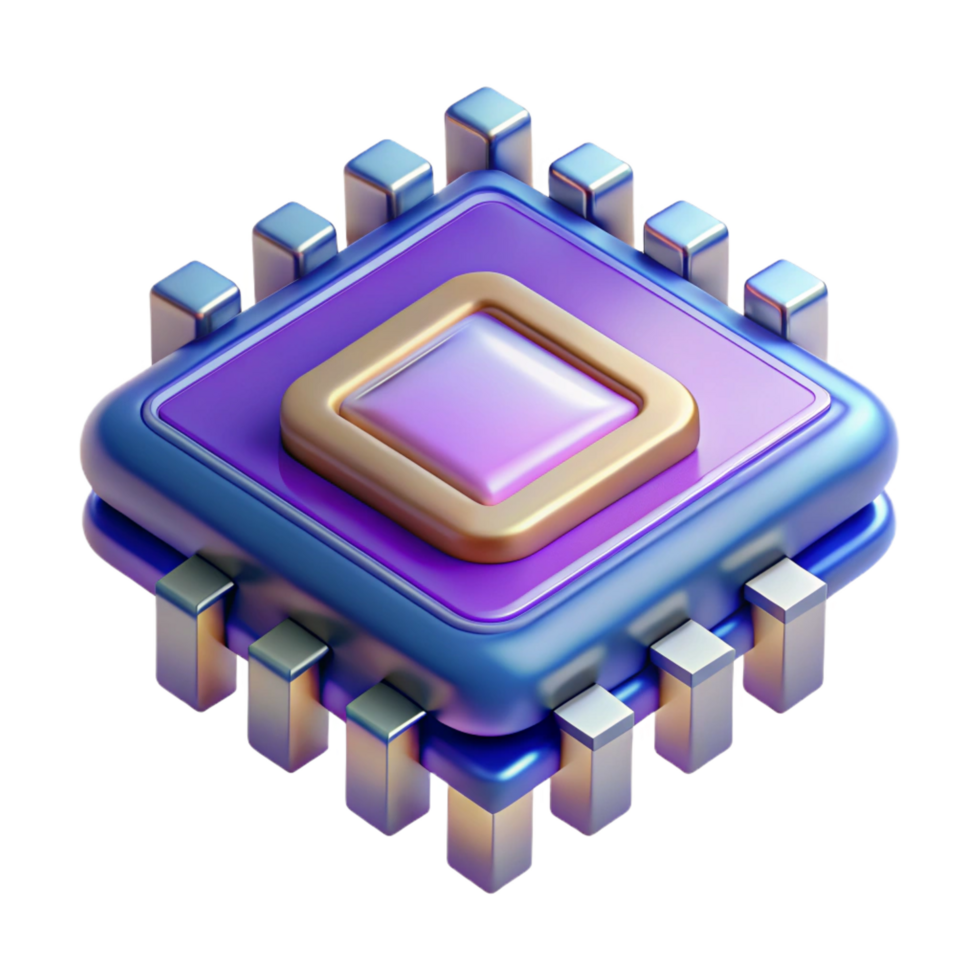 beautiful artistic Quantum computer processor. NO BACKGROUND with Transparent Background. precision png