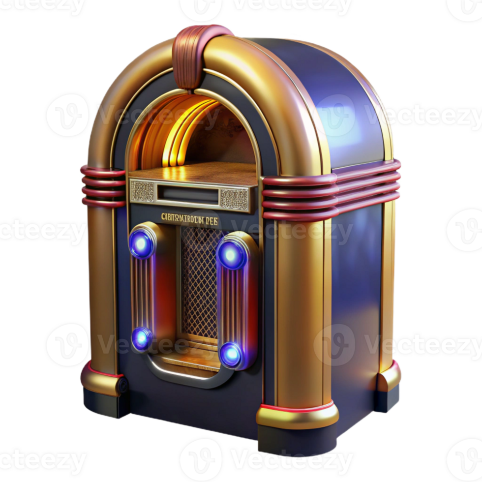 serene rustic Retro Jukebox Front View Isolated Cutout detailed png