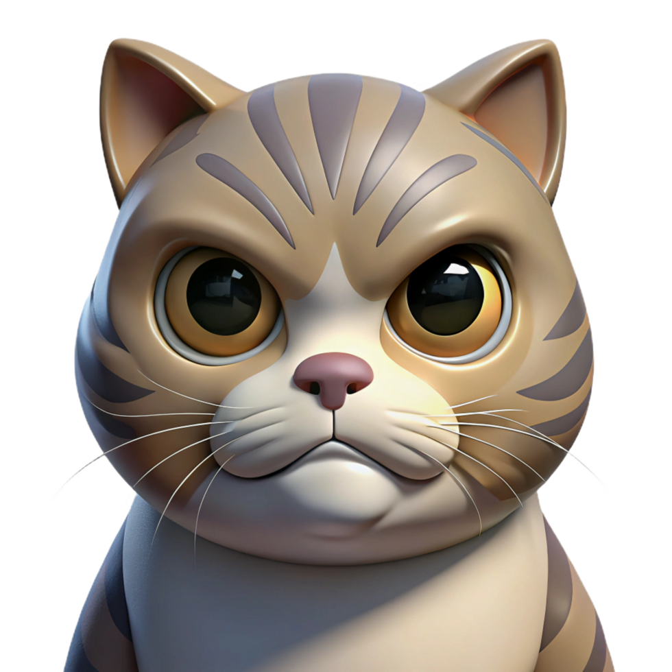 captivating melancholic victorian A grumpy Scottish Fold cat, face close-up, NO BACKGROUND with Transparent Background. premium png