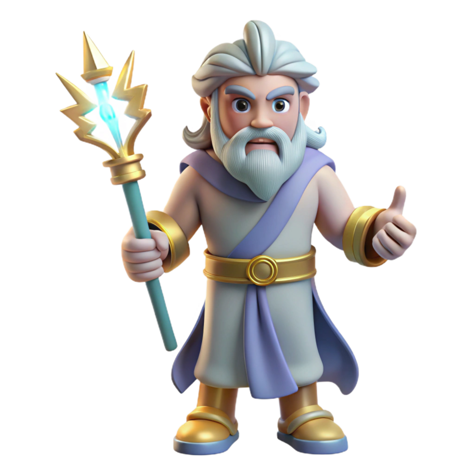 elegant signature Zeus, king of the gods, thunderbolt in hand, NO BACKGROUND with Transparent Background. png