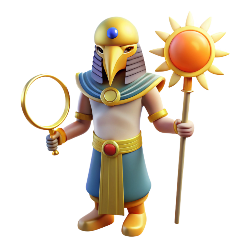 dramatic sumptuous Ra, Egyptian sun god, falcon-headed, NO BACKGROUND with Transparent Background. exclusive png