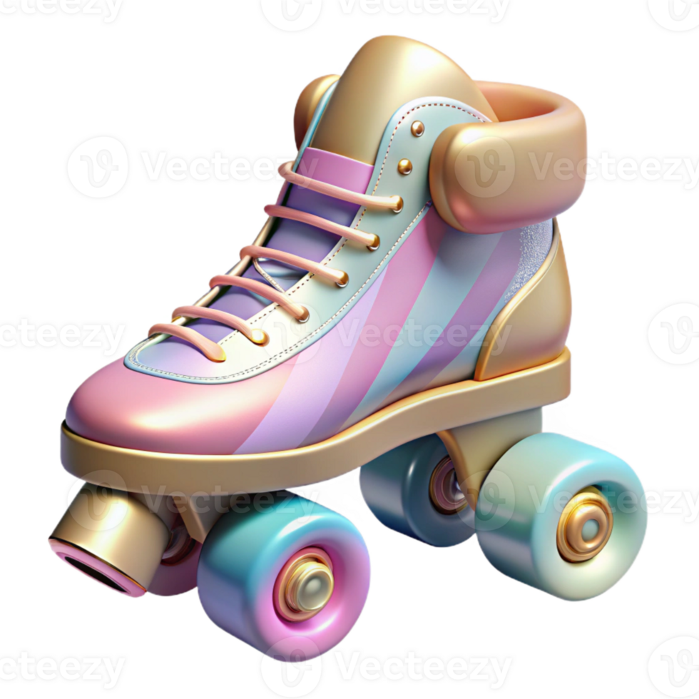 extraordinary rustic Retro Roller Skates Pastel Colors Cutout high resolution png
