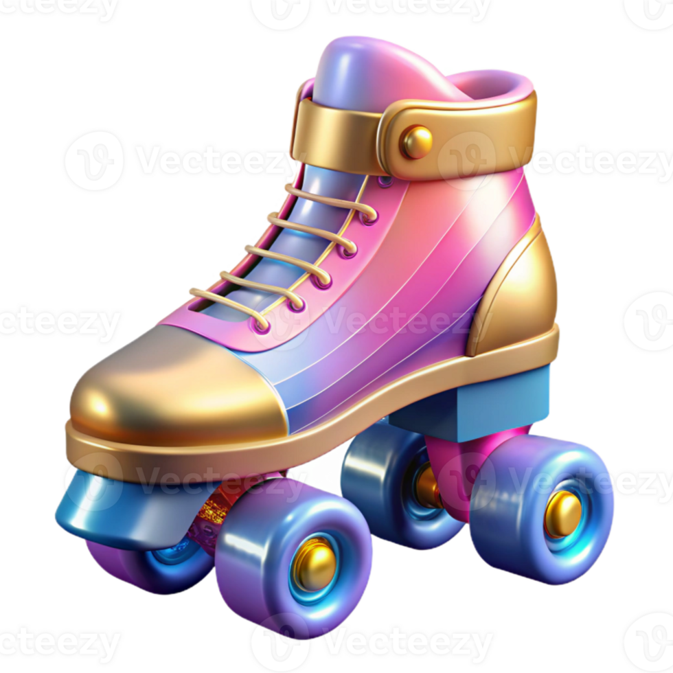 magnificent minimalist Retro Roller Skates Pink and Blue Transparent Background authentic png