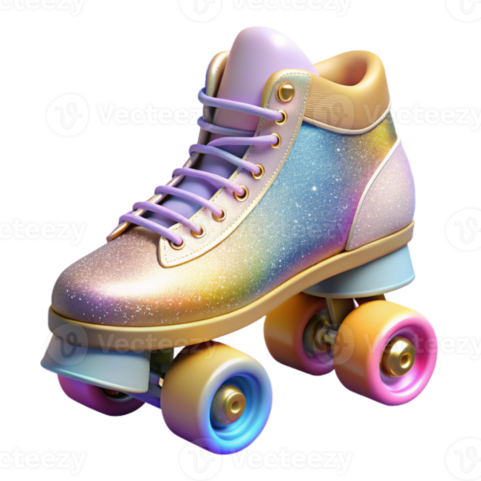 beautiful traditional Retro Roller Skates Pastel Colors Cutout authentic png