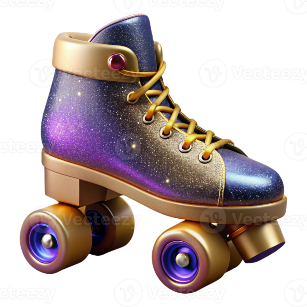 vibrant minimalist Retro Roller Skates Side View with Leather Straps high resolution png