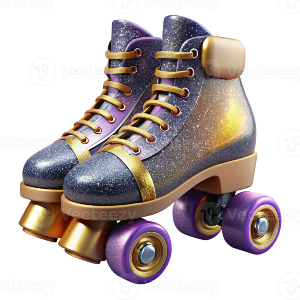 magnificent artistic Retro Roller Skates Side View with Leather Straps original png