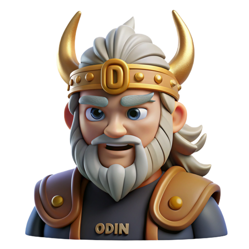 coveted surreal Odin, Norse god of wisdom and war, one-eyed. NO BACKGROUND with Transparent Background. original png