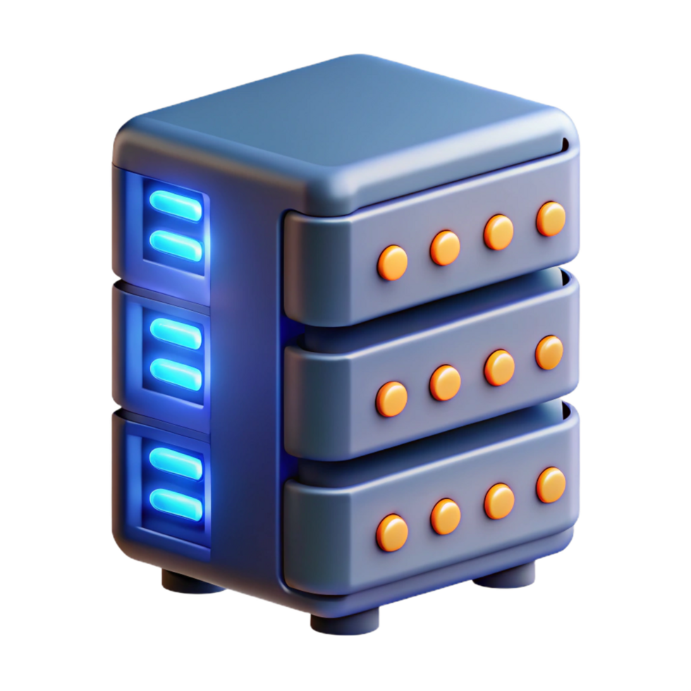 celebrated abstract Server rack with blinking lights NO BACKGROUND with Transparent Background. original png