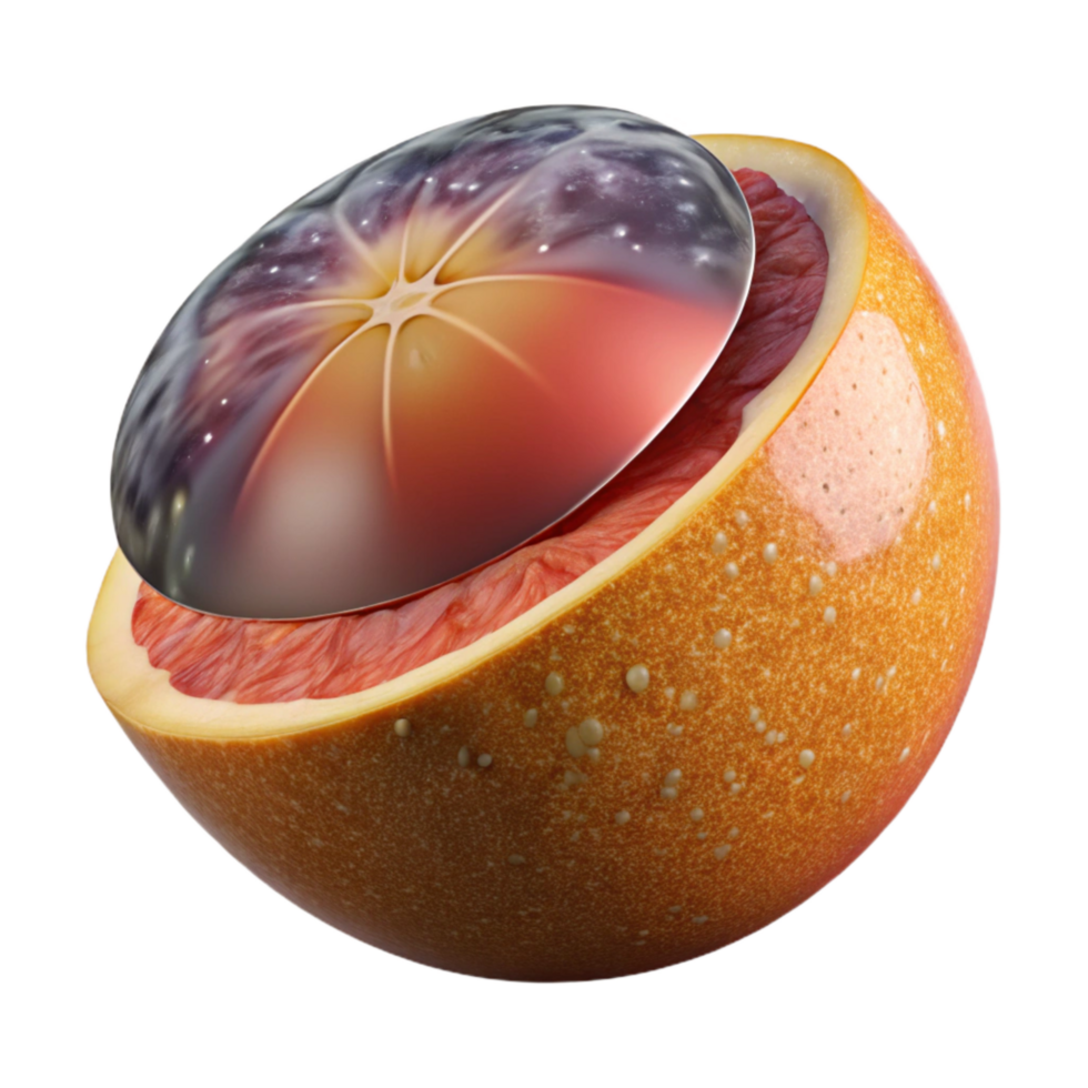 dramatic rustic Ripe Grapefruit Half Transparent Background original png
