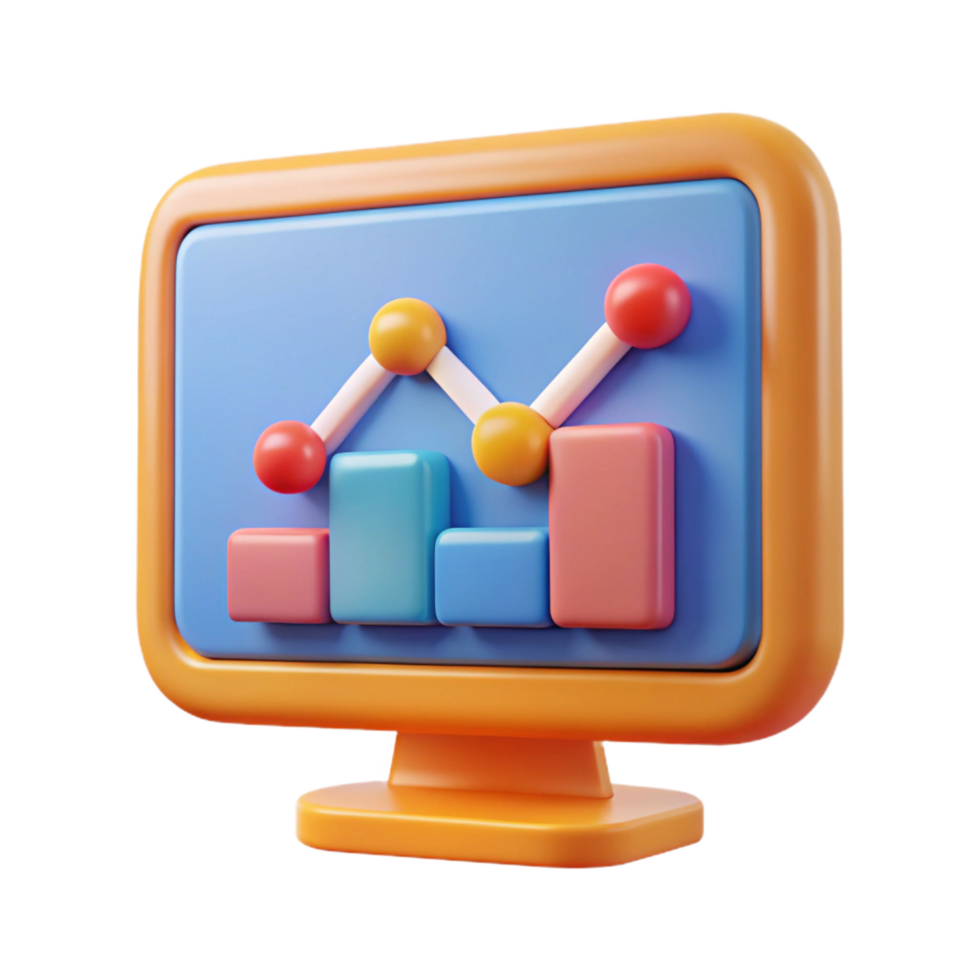 soñador inmaculado computadora monitor mostrando un grafico No antecedentes con transparente antecedentes. alto resolución png