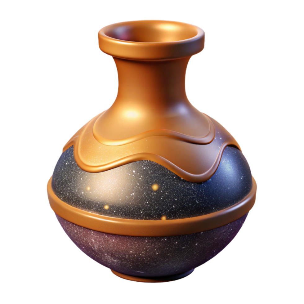 elegant artistic Rustic Clay Vase with Narrow Neck Cutout Transparent Background exclusive png