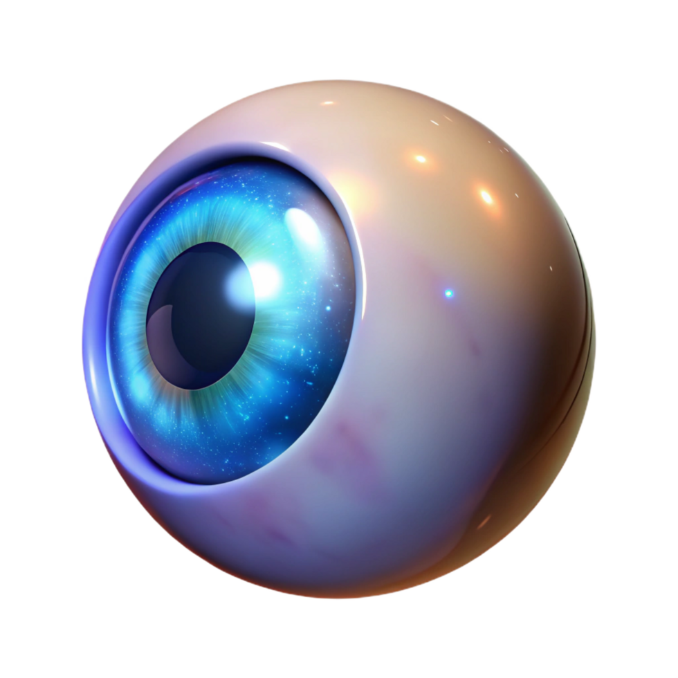 beautiful geometric A realistic rendering of a single human eye with a magical glow, NO BACKGROUND with Transparent Background. high quality png