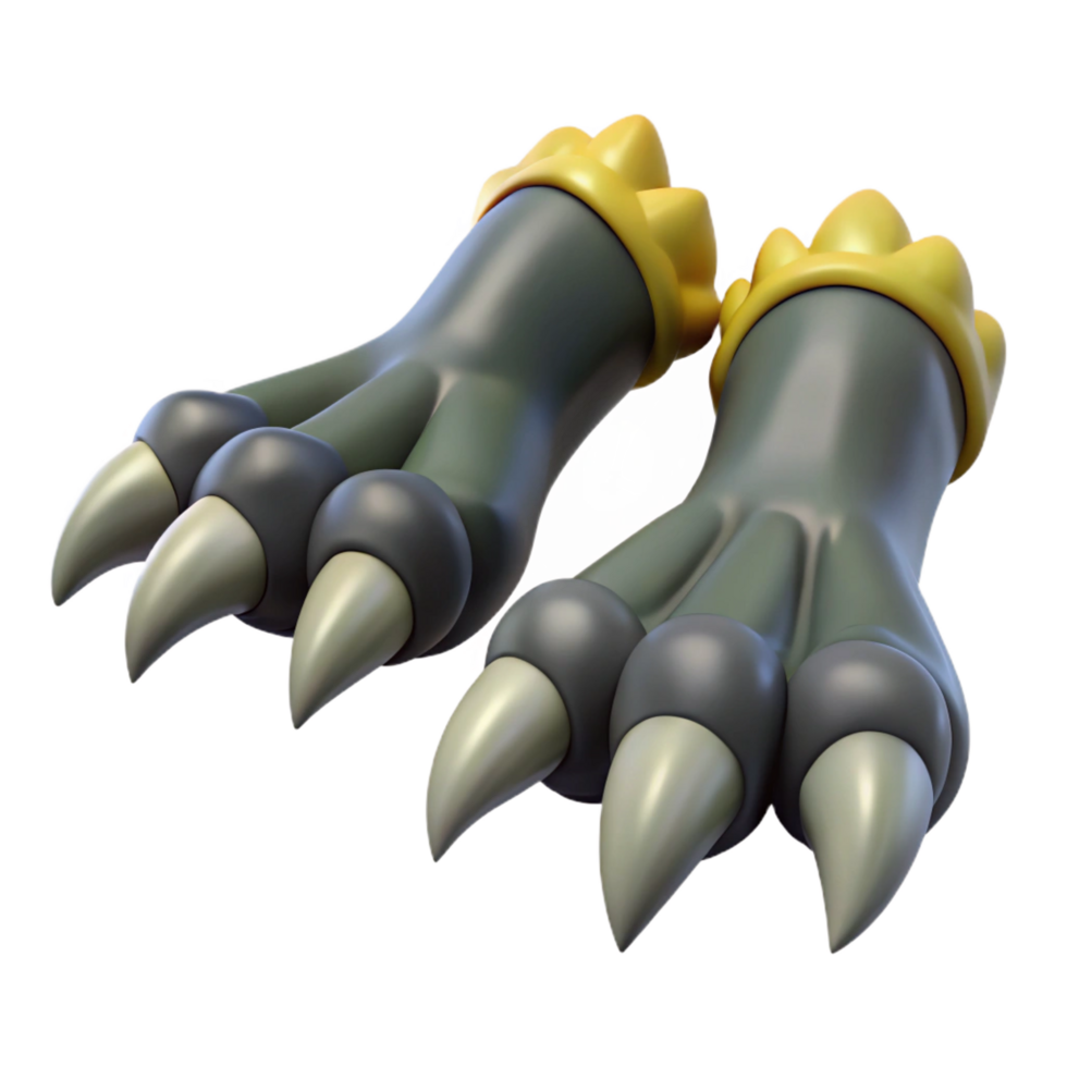 beautiful rustic A pair of clawed dragon feet, NO BACKGROUND with Transparent Background. studio quality png