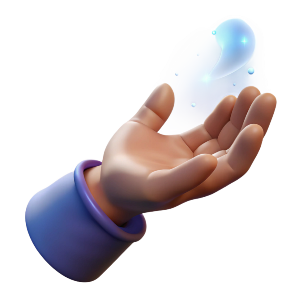 alluring avant-garde A single, outstretched hand casting a magic spell, NO BACKGROUND with Transparent Background. 8K png