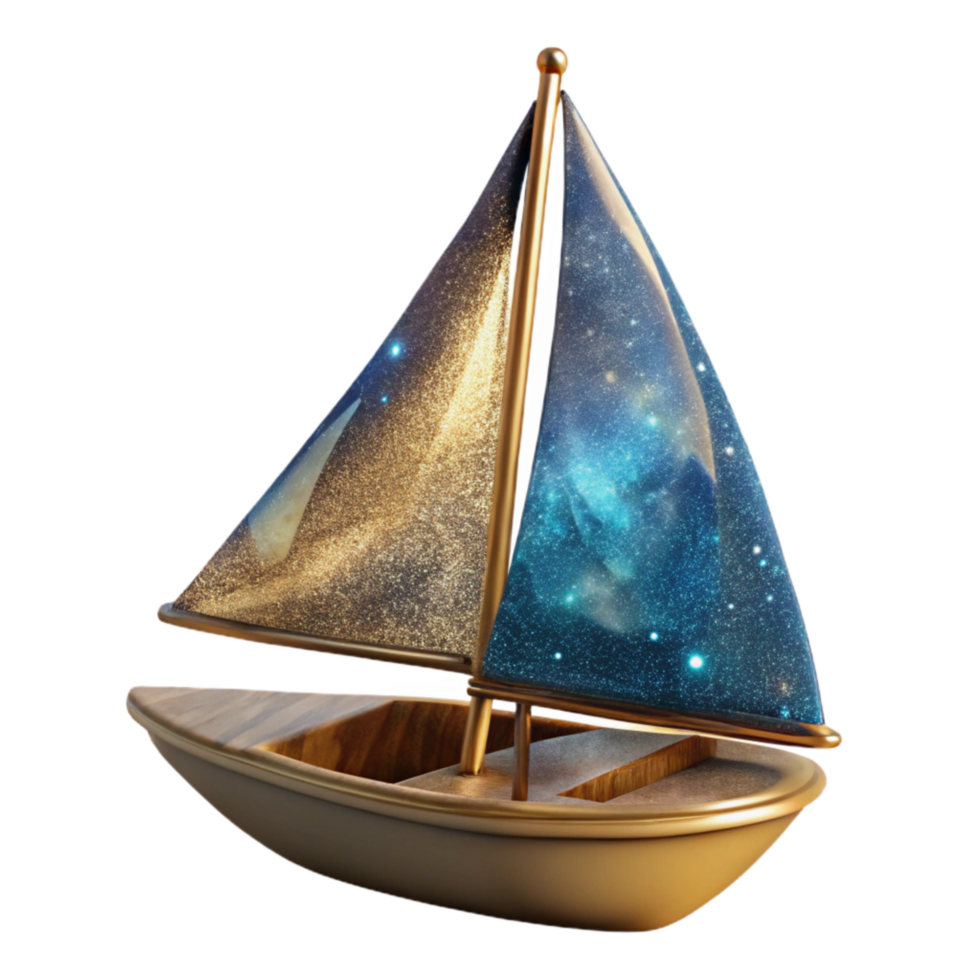 serene rustic Sailboat with Mast and Shadow Transparent Background detailed png