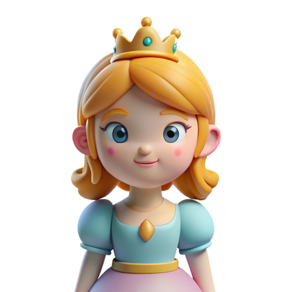alluring acclaimed A cartoon-style princess with a tiara, NO BACKGROUND with Transparent Background. png