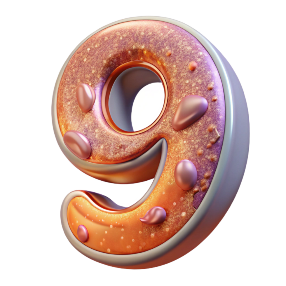extraordinary abstract Salmon Decorative Font Number 9 Isolated high resolution png