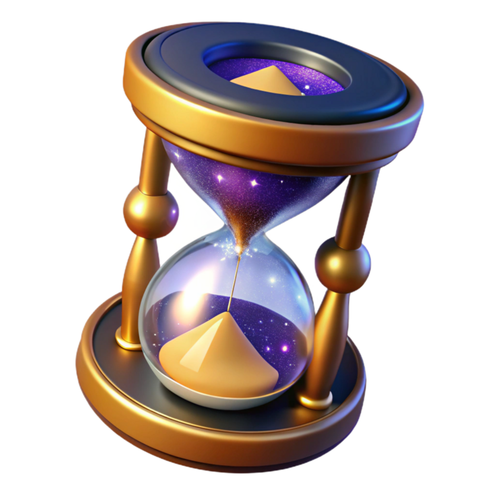 extraordinary artistic Sand Timer Empty Angled View Cutout Transparent Background authentic png