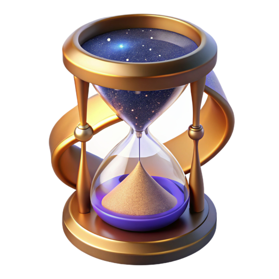 impressive creative Sand Timer with Glass Frame Angled View Cutout Transparent Background premium png