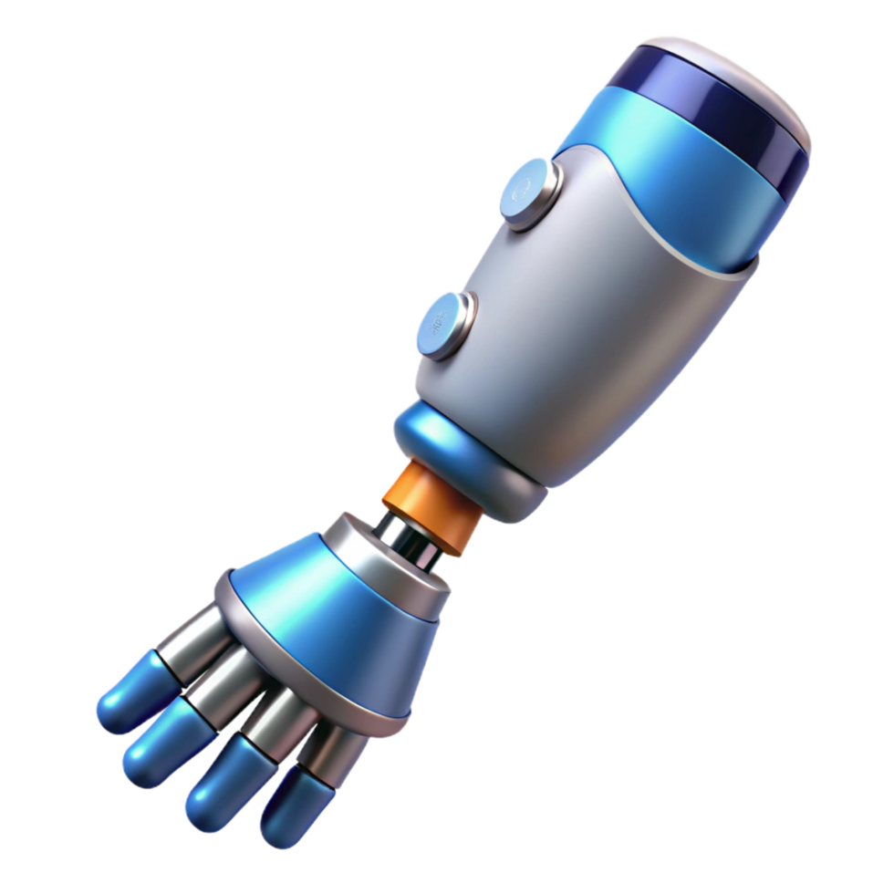 distinguished contemporary Prosthetic limb with advanced technology NO BACKGROUND with Transparent Background. masterfully captured png