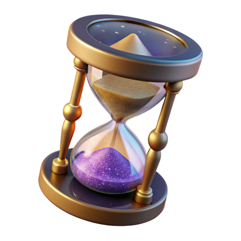 serene contemporary Sand Timer with Plastic Frame Angled View Cutout premium png