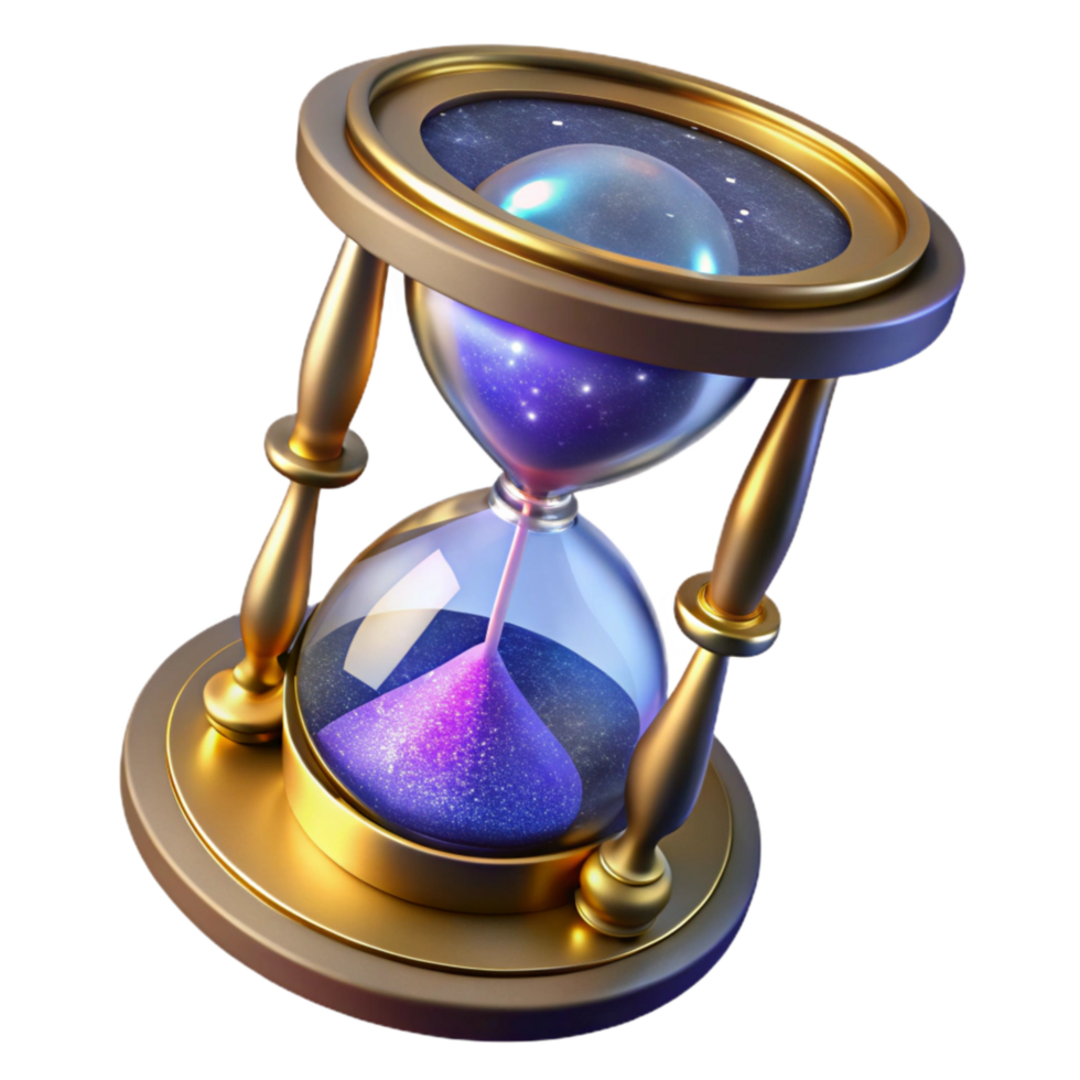 vibrant artistic Sand Timer with Metal Frame Angled View Cutout authentic png