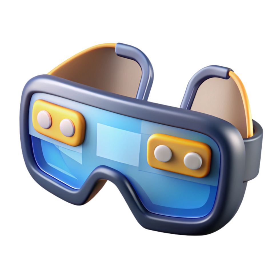 dramatic bold geometric Augmented reality glasses displaying information NO BACKGROUND with Transparent Background. 8K png