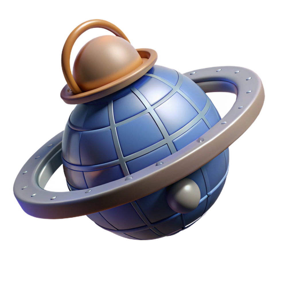 calm fascinating Spacecraft orbiting a planet NO BACKGROUND with Transparent Background. professional png