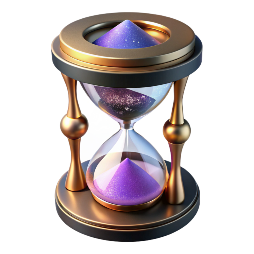 serene rustic Sand Timer with Metal Frame Angled View Cutout high resolution png