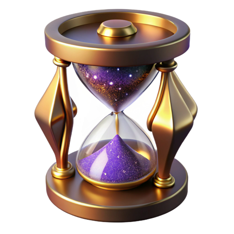 impressive traditional Sand Timer with Metal Frame Angled View Cutout detailed png