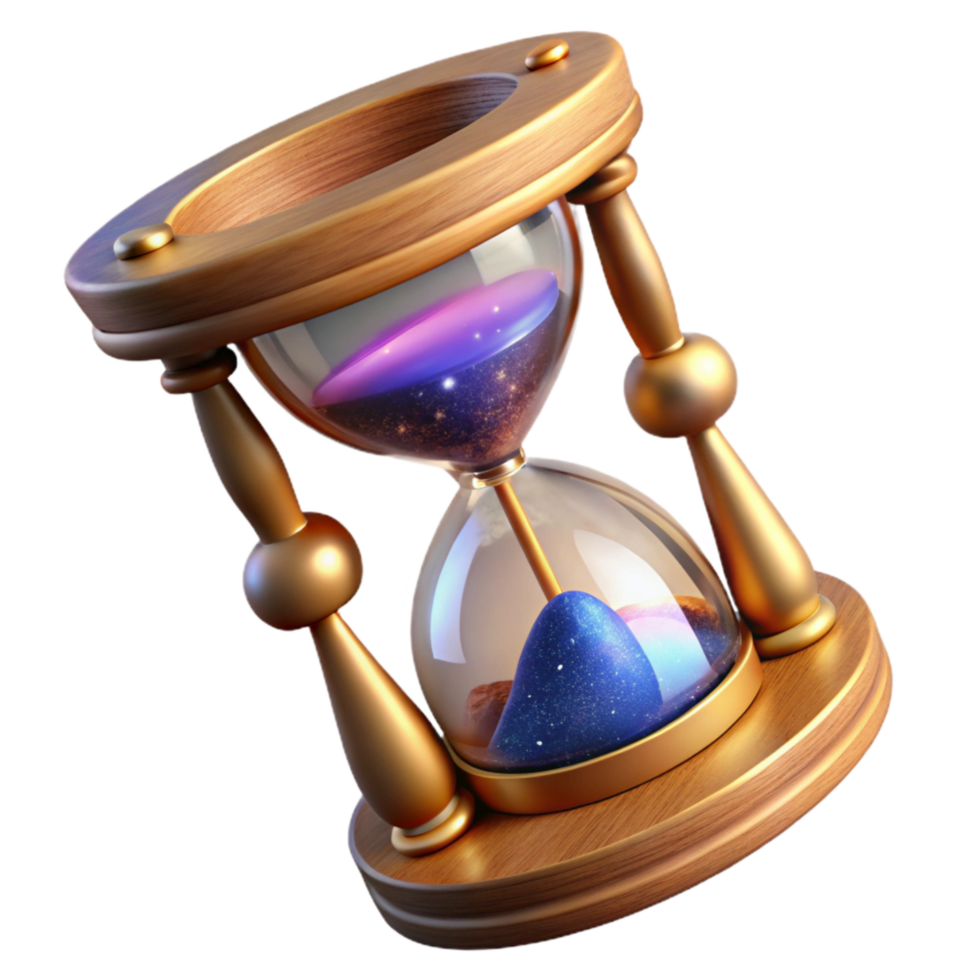 impressive creative Sand Timer with Wooden Frame Isolated Element professional png