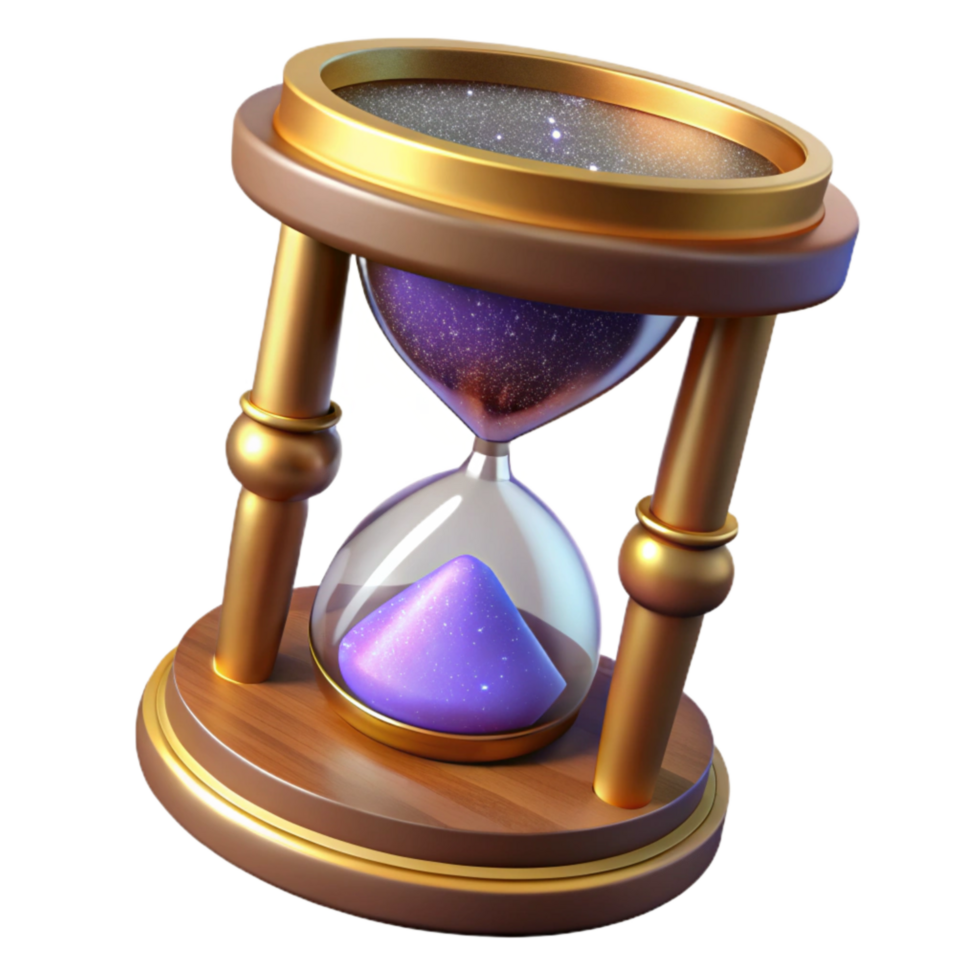 serene minimalist Sand Timer with Wooden Frame Isolated Element png