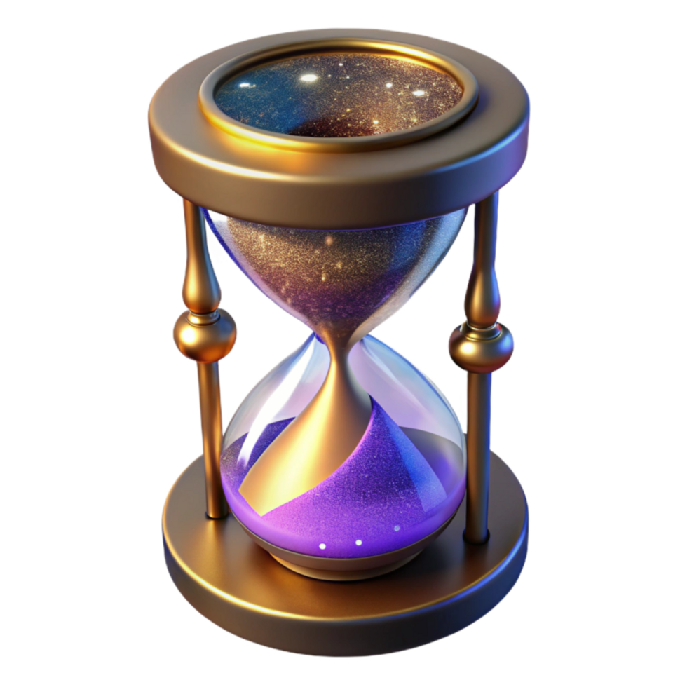 dramatic vintage Sand Timer with Plastic Frame Angled View Cutout authentic png