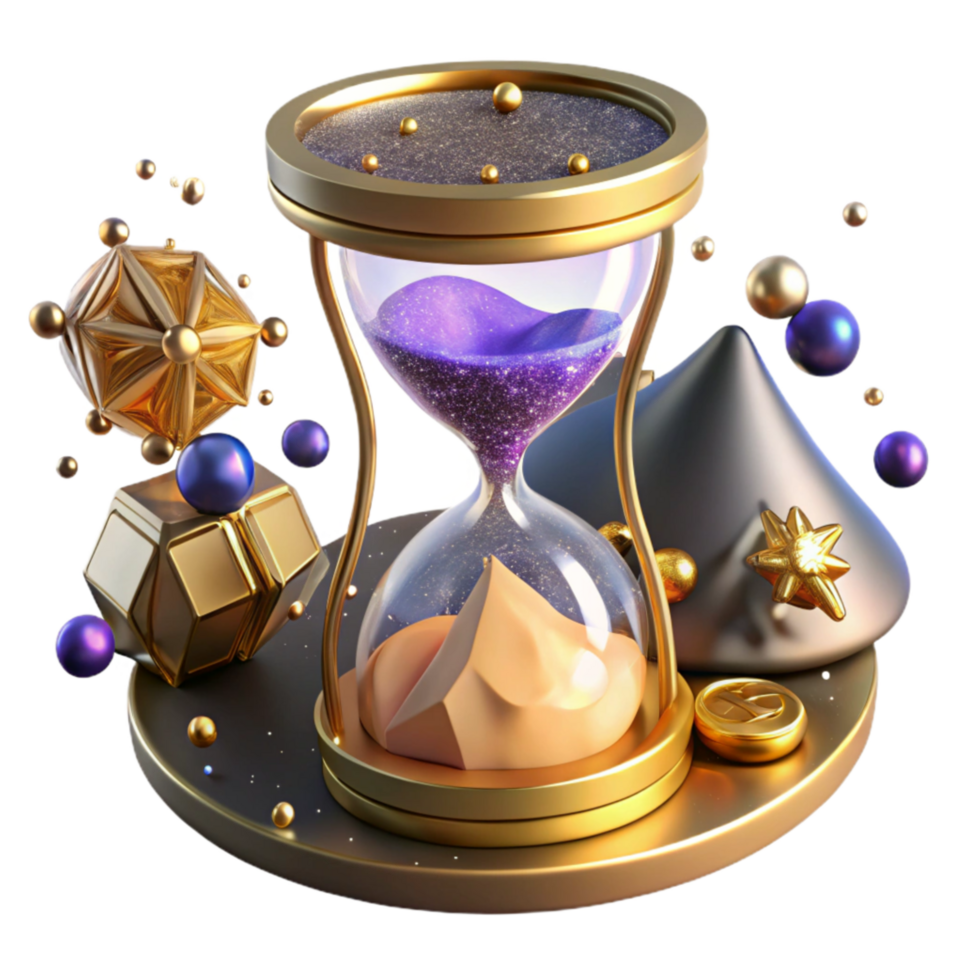 serene modern Sand Timer with Plastic Frame Angled View Cutout detailed png