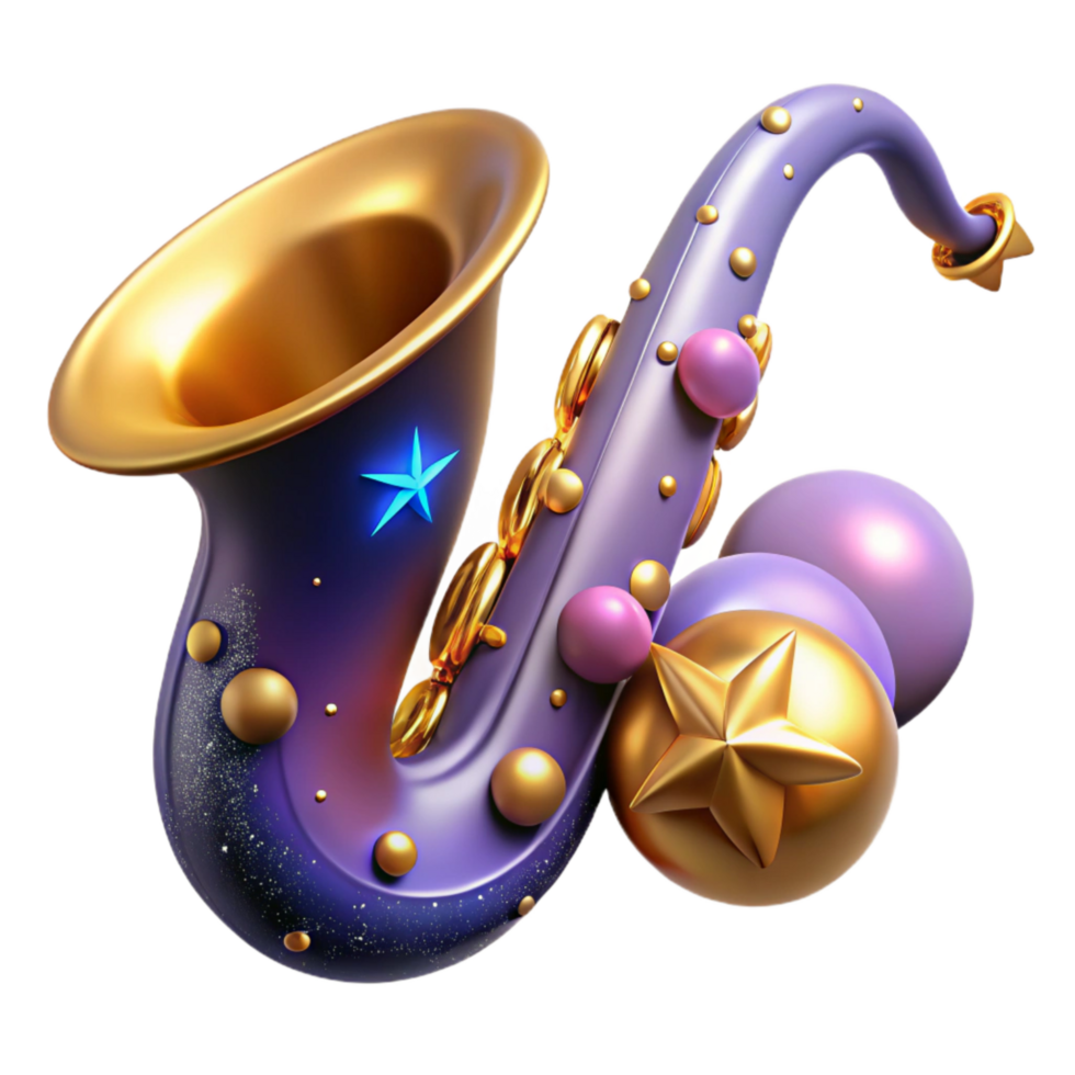 serene artistic Saxophone Cutout with Smooth Curves and Gold Accents high resolution png