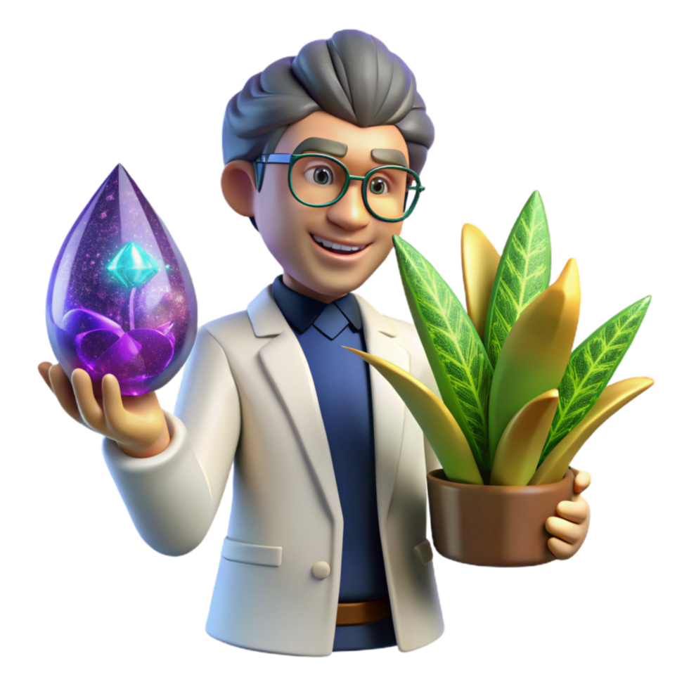 vibrant traditional Scientist Examining a Plant Transparent high resolution png